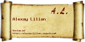 Alexay Lilian névjegykártya